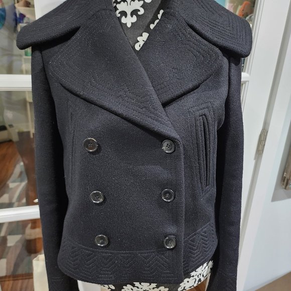 Alexander Mcqueen Cropped Italian Wool Peacoat - Picture 1 of 5
